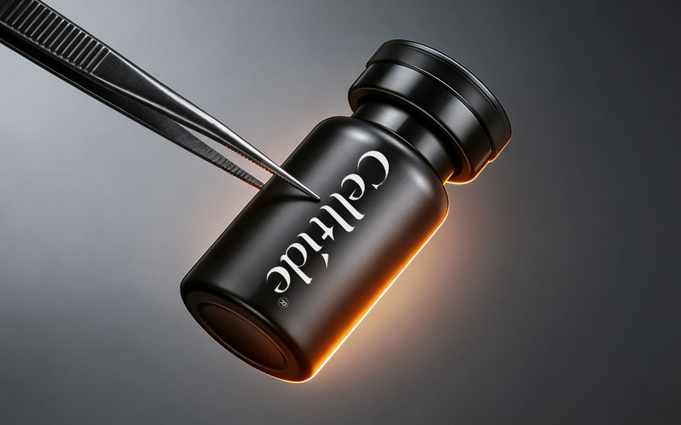 Celltide多肽修护精华多瓶组合展示，高端医美风包装