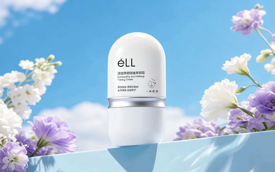 éLL素颜霜产品视觉拍摄，隔离霜包装设计，广州化妆品包装设计公司作品