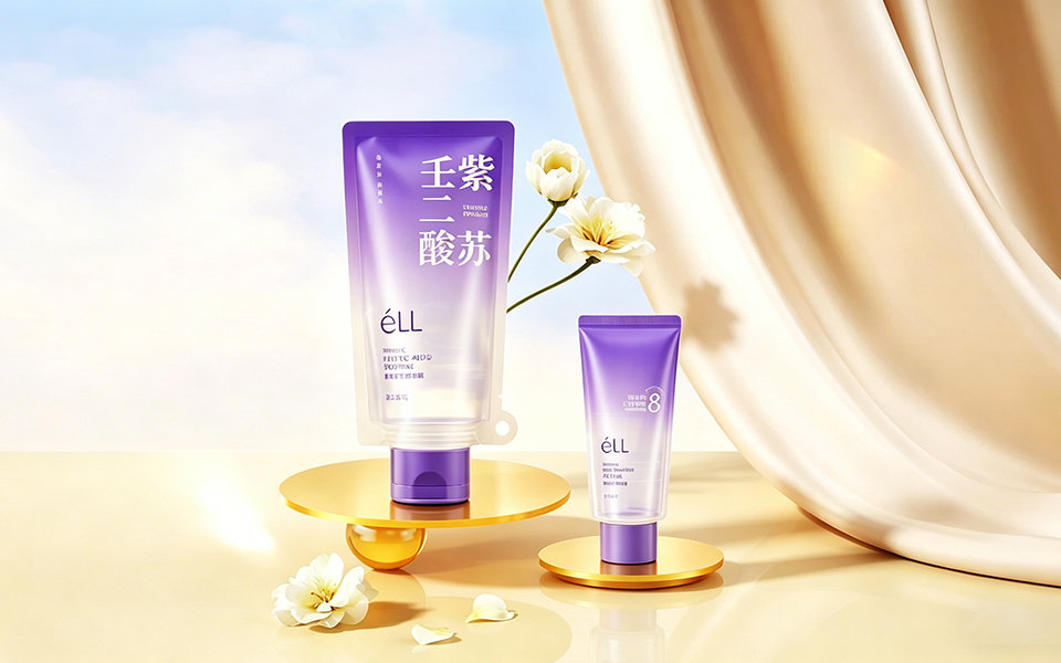 éLL紫苏壬二酸清洁泥膜包装设计，化妆品包装设计，宏洛图品牌设计作品