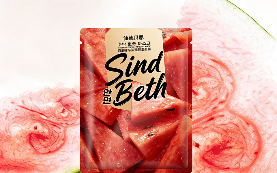 西瓜果肉纹理加持，传递补水保湿、清爽肤感