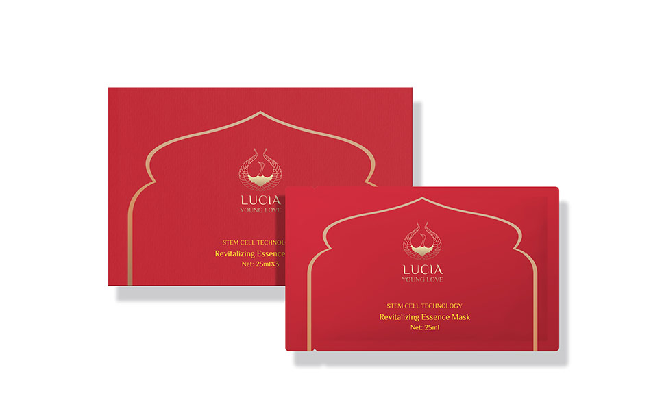 泰国轻奢护肤LUCIA YOUNG LOVE品牌面膜包装红色加金色