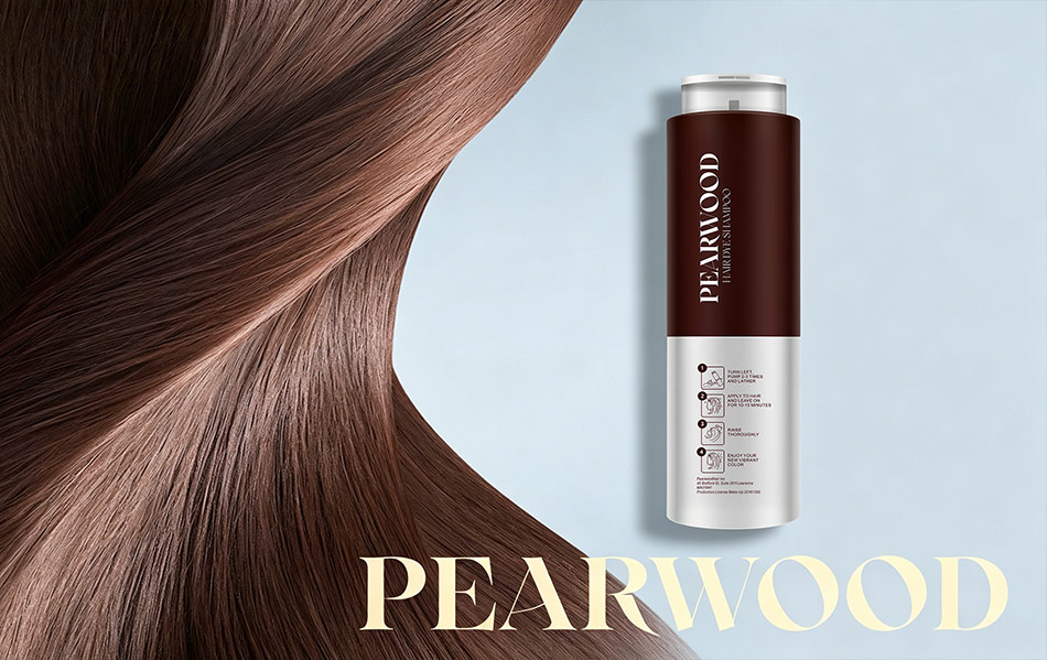 美国染发剂PEARWOOD品牌包装设计深棕色-宏洛图品牌设计公司