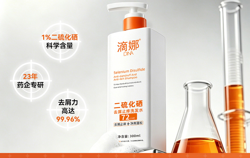 宏洛图卖点靶心版式设计,圈选核心配方优势,清晰传递洗发水核心竞争力