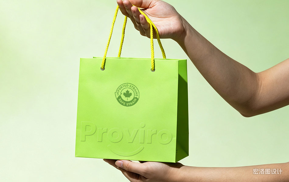 益生菌品牌手提袋 VI 设计，压印 LOGO 礼品纸袋整体视觉，母婴品牌整套视觉策划，宏洛图设计