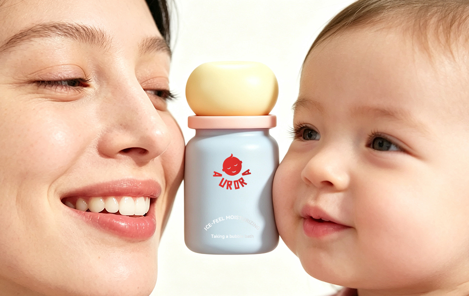 宏洛图亲子向婴童包装视觉,柔和色调传递安全温和护肤理念