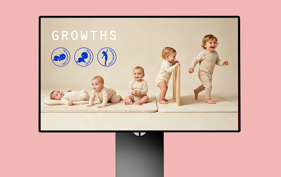 宏洛图｜GROWTHS 品牌阶段成长视觉展板，婴童成长线配套包装视觉体系