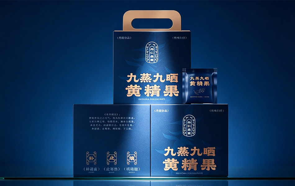 宏洛图|黄精果全套礼盒包装,特种纸烫金,手提礼盒,本草文化视觉
