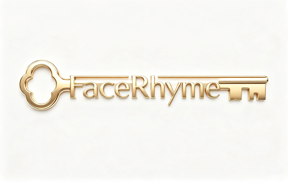 宏洛图｜FaceRhyme 钥匙造型 LOGO，立体金属烫金工艺轻奢品牌标识设计