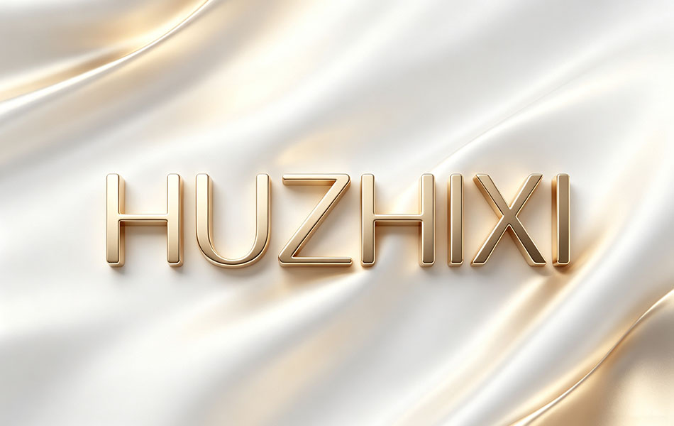 宏洛图｜HUZHIXI 品牌 LOGO 设计，金属立体字，丝绸背景凸显品牌质感