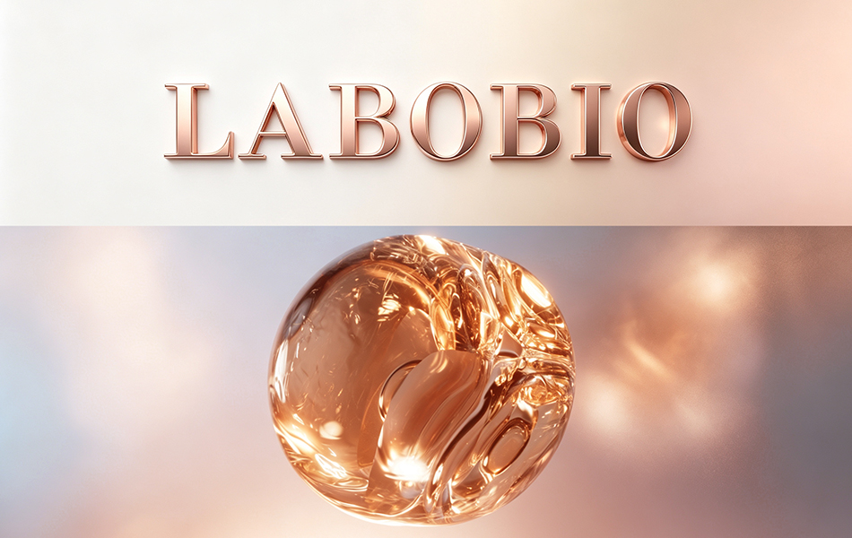 宏洛图|LABOBIO 品牌视觉,玫瑰金立体字,通透质感视觉创意设计