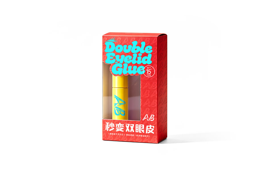 宏洛图|双眼皮定型液开窗彩盒,开窗纸盒,潮流字体印刷包装设计