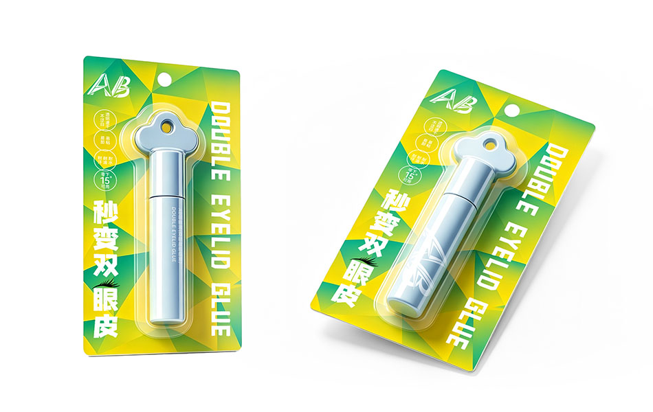 宏洛图|双眼皮定型液吸塑卡包装,撞色印刷,卡纸吸塑贴合工艺