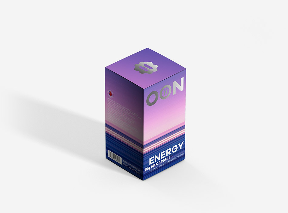 宏洛图 OON 保健品 ENERGY 彩盒烫银工艺包装设计