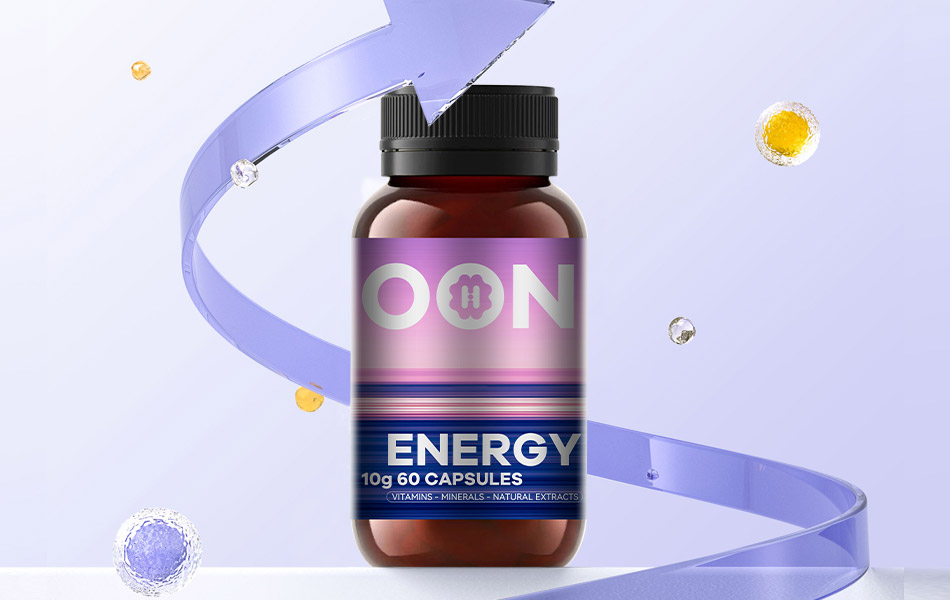 宏洛图|ENERGY 胶囊瓶贴包装设计,紫蓝渐变标签,凸显膳食补充剂产品调性