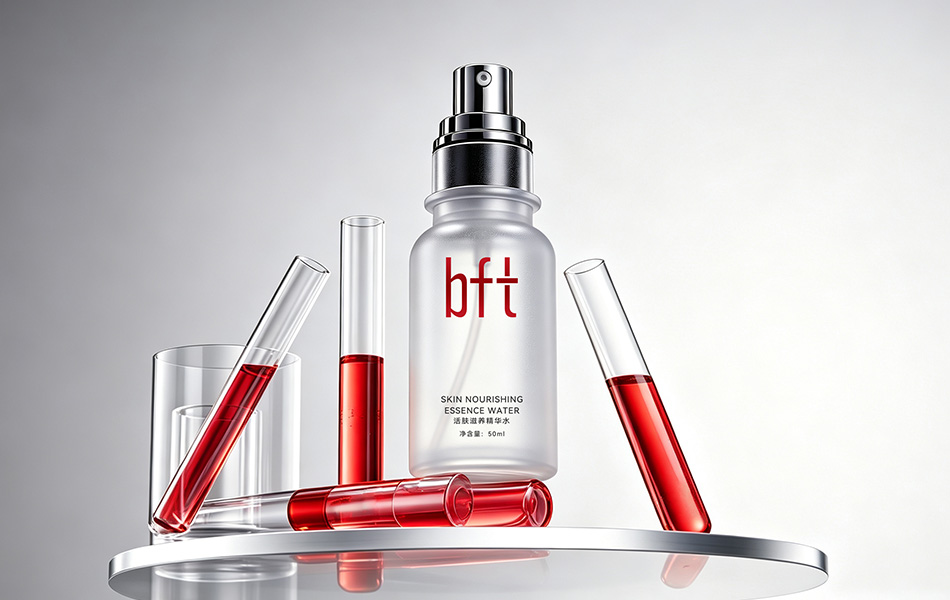 宏洛图｜bft 精华水，磨砂喷雾瓶，试管实验道具烘托科学护肤包装理念