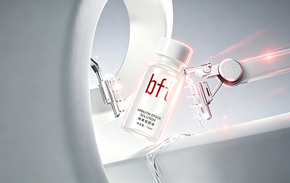 宏洛图｜bft 熊果苷原液，半透小瓶，机械科技装置赋能医美包装设计