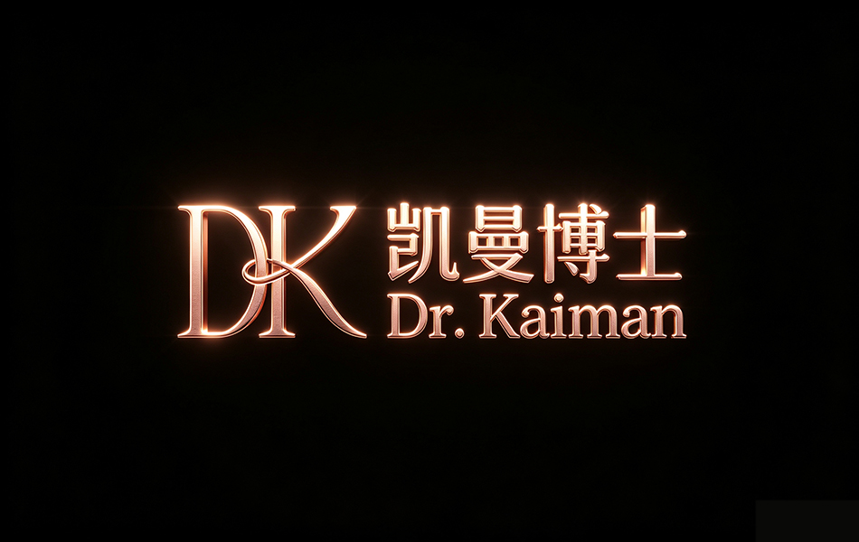 宏洛图作品，凯曼博士烫金 logo，黑金质感包装视觉，金属发光字工艺展示
