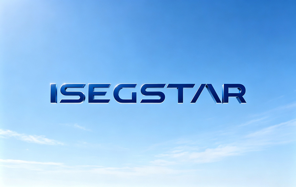 宏洛图 ISEGSTAR 品牌 LOGO 视觉,深蓝立体字,简约科技感品牌视觉设计