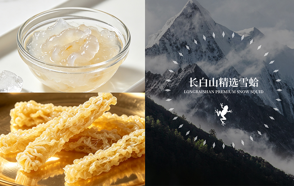 宏洛图诺唯尔雪蛤原料视觉,溯源长白山食材,诠释天然滋补设计内核