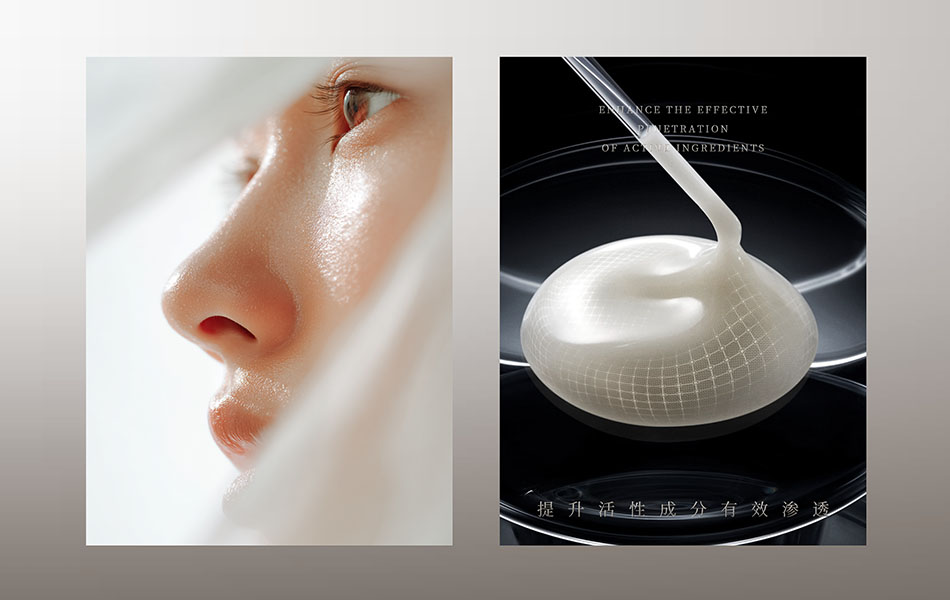 宏洛图作品:护肤精华视觉,诠释活性成分渗透,展现护肤产品视觉设计理念