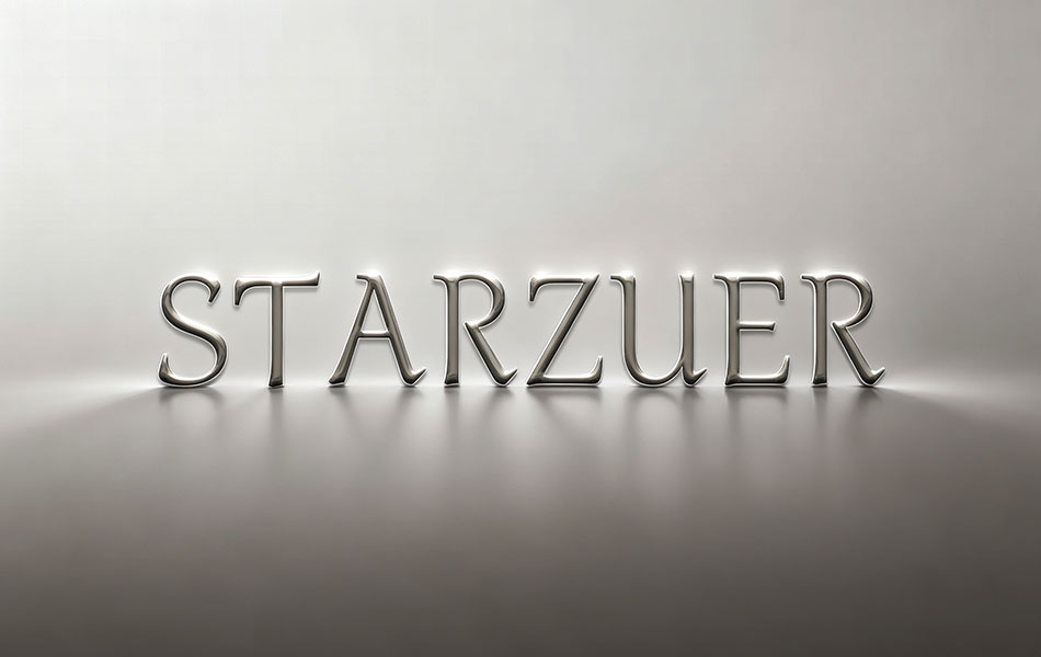 宏洛图作品:STARZUER 品牌立体金属字,金属质感立体字品牌视觉工艺设计
