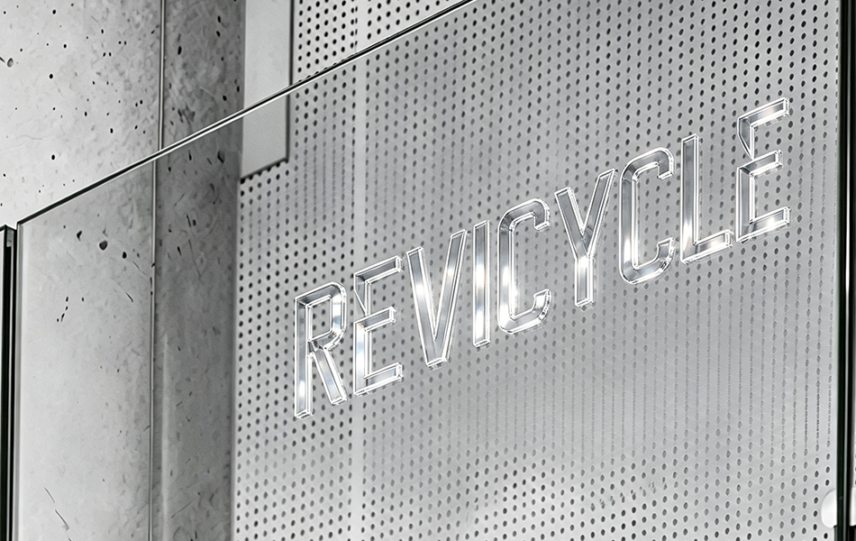 宏洛图作品|宏洛图 REVICYCLE 亚克力立体字,简约现代品牌标识工艺设计